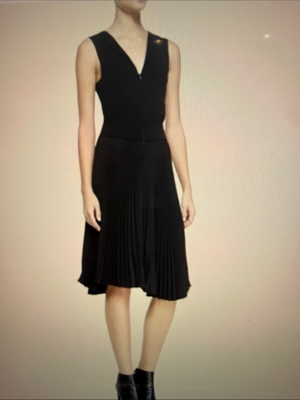 A.L.C. Etta Black Sleeveless Pleated Midi Dress